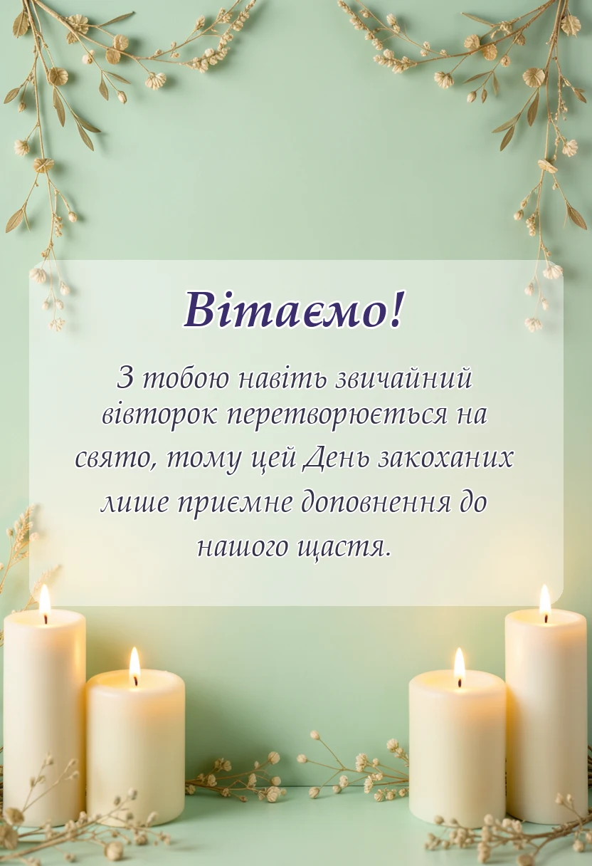 вітальна листівка - привітання з днем закоханих своїми словами