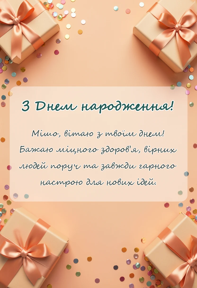 красива листівка: привітання з днем народження михайло