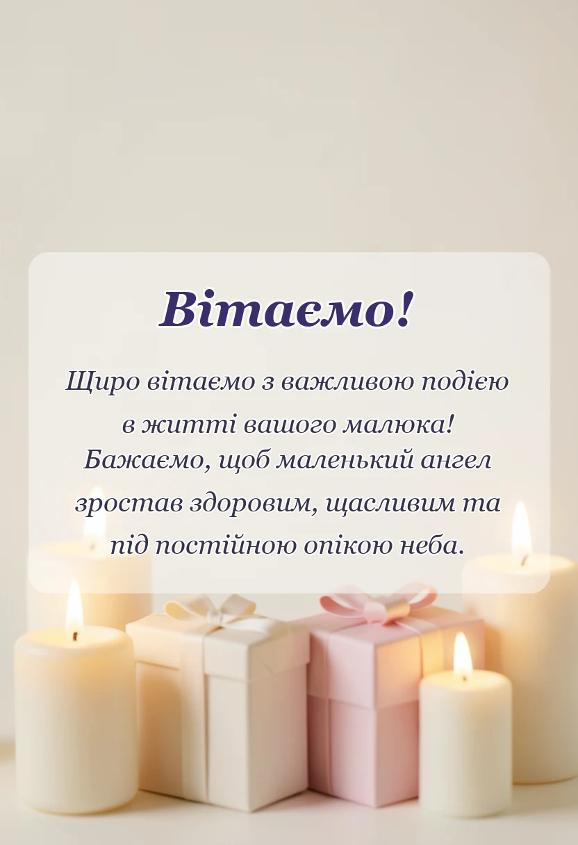вітальна листівка - привітання з хрестинами хлопчика