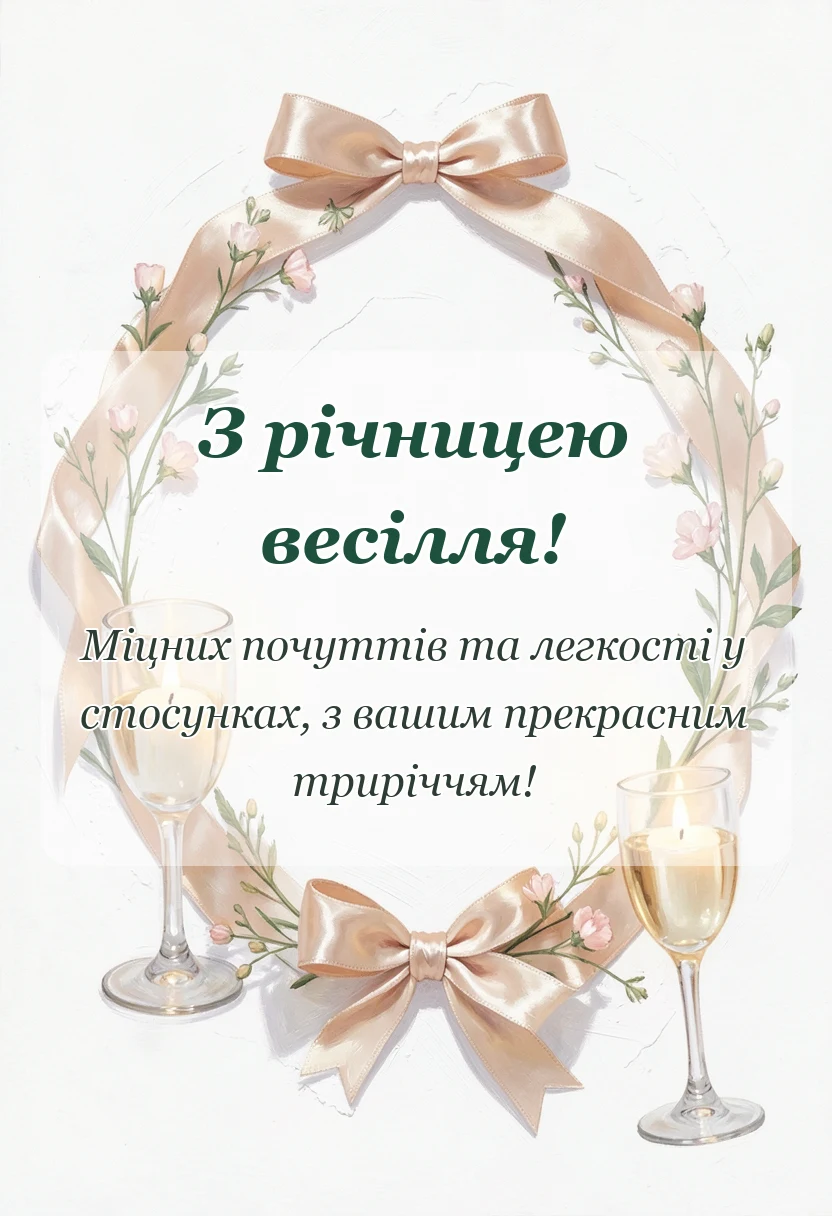 листівка з побажанням - привітання з шкіряним весіллям