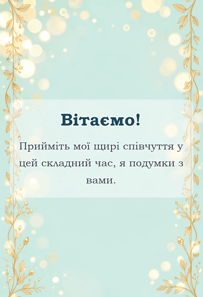 вітальна листівка - слова підтримки при втраті