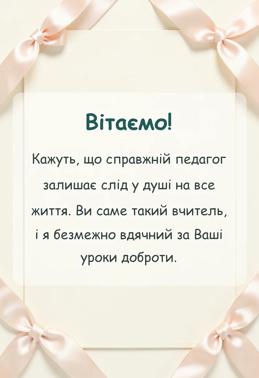 листівка з побажанням - гарні слова про першу вчительку