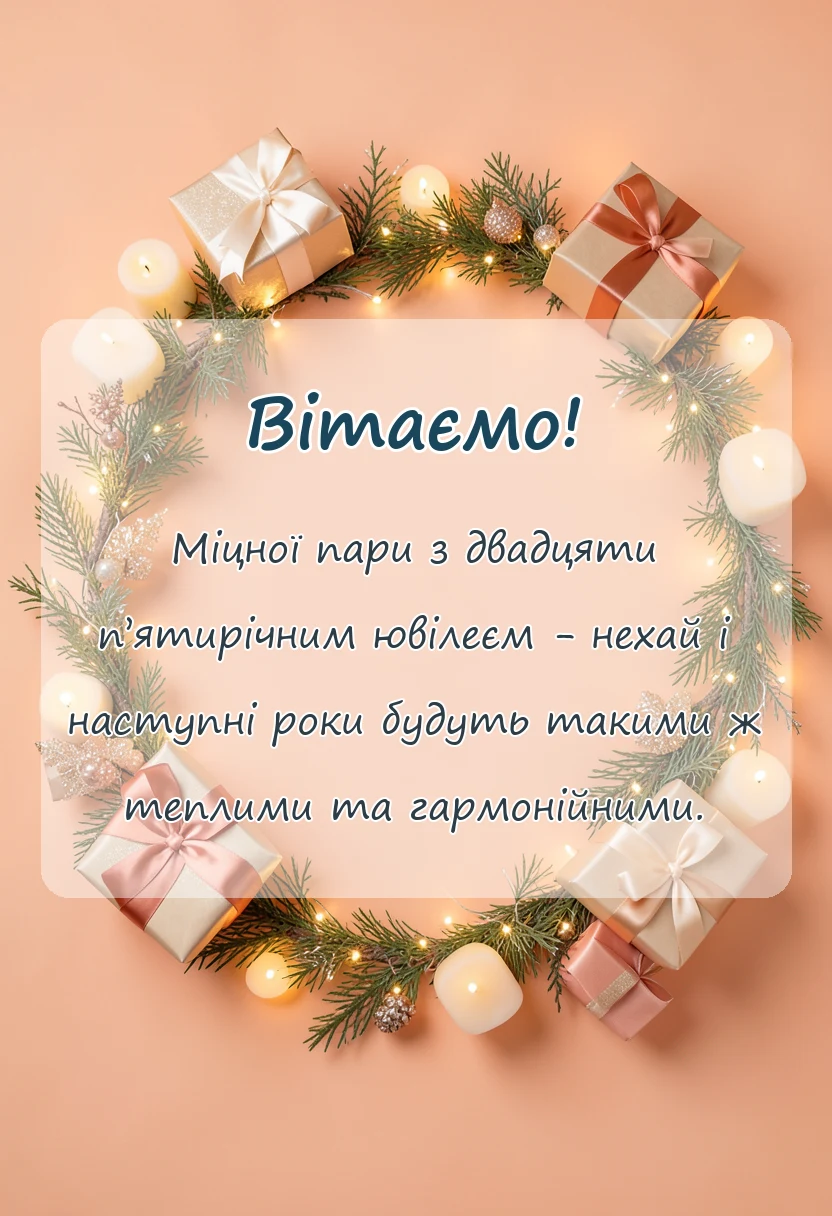 унікальна листівка - коротке привітання з срібним весіллям