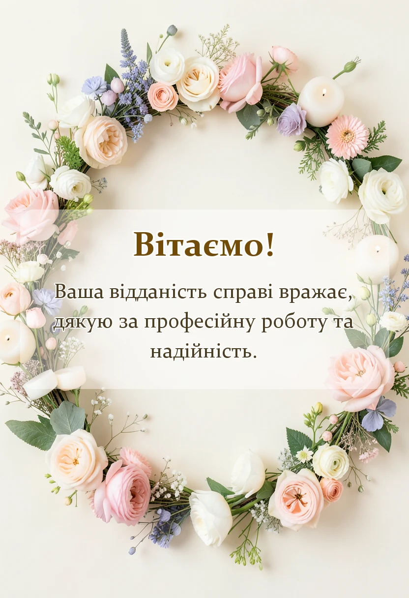 листівка з побажанням - подяка за роботу своїми словами