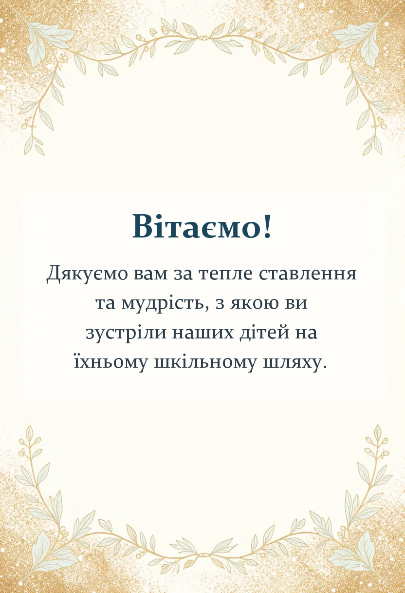 унікальна листівка - подяка першій вчительці від батьків
