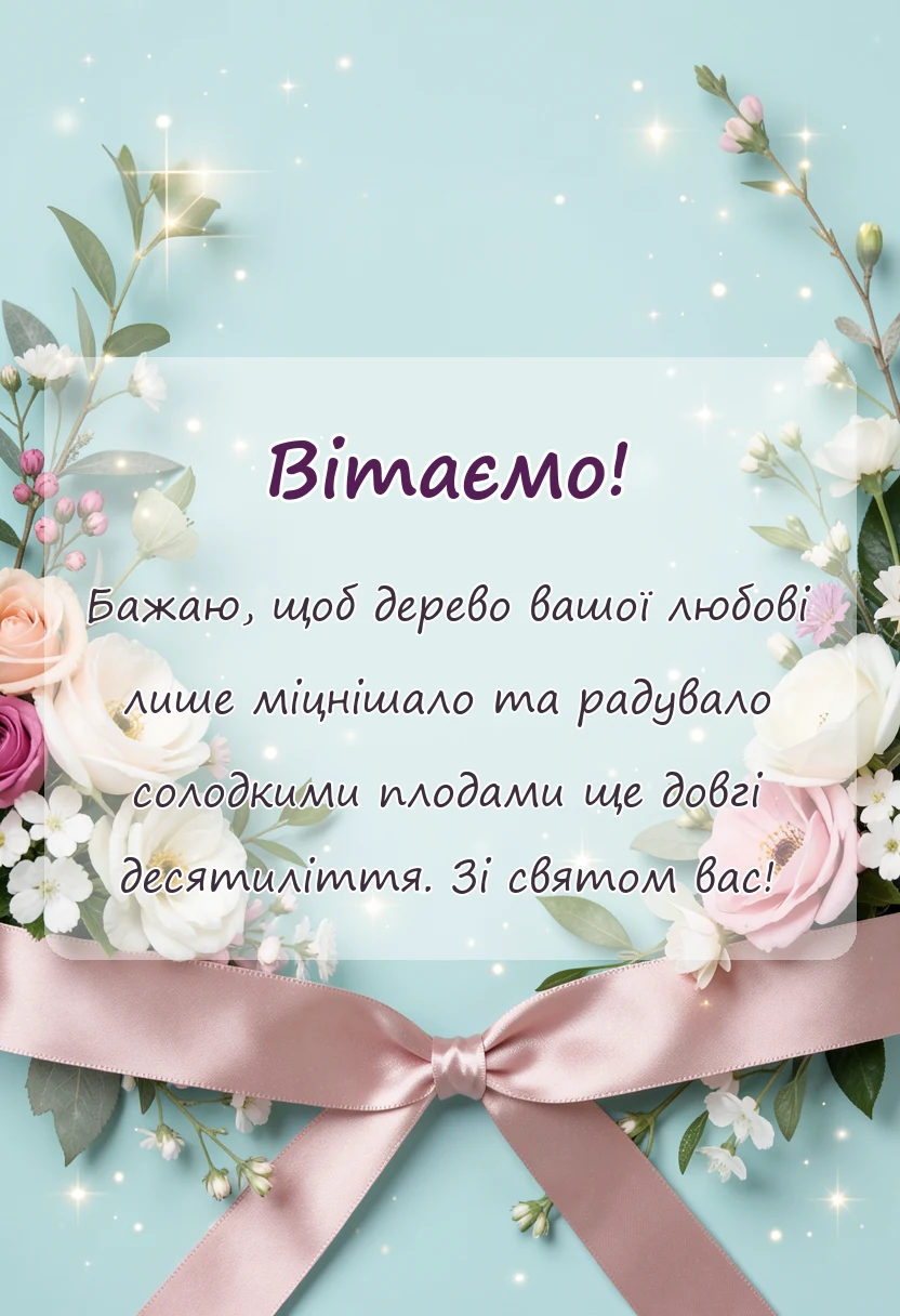 святкова картинка: привітання з п’ятою річницею весілля