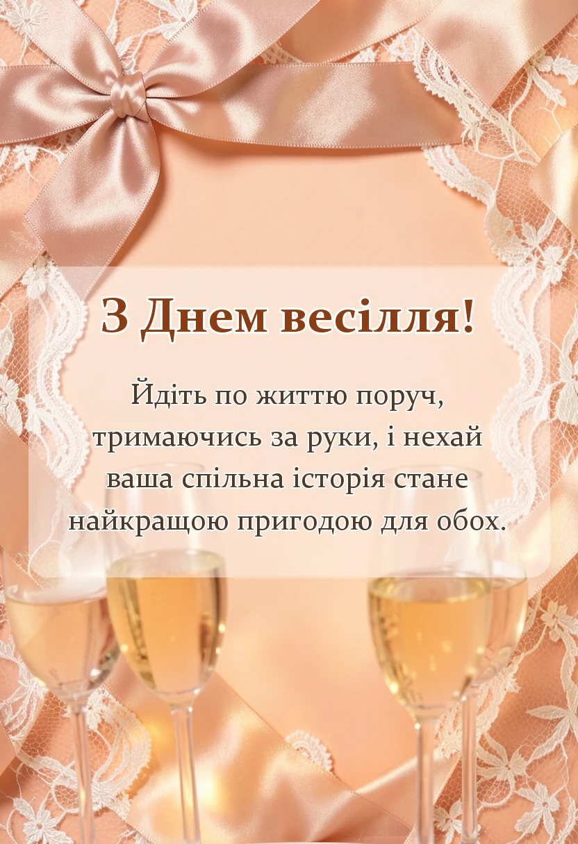 листівка з побажанням - коротке привітання на весілля