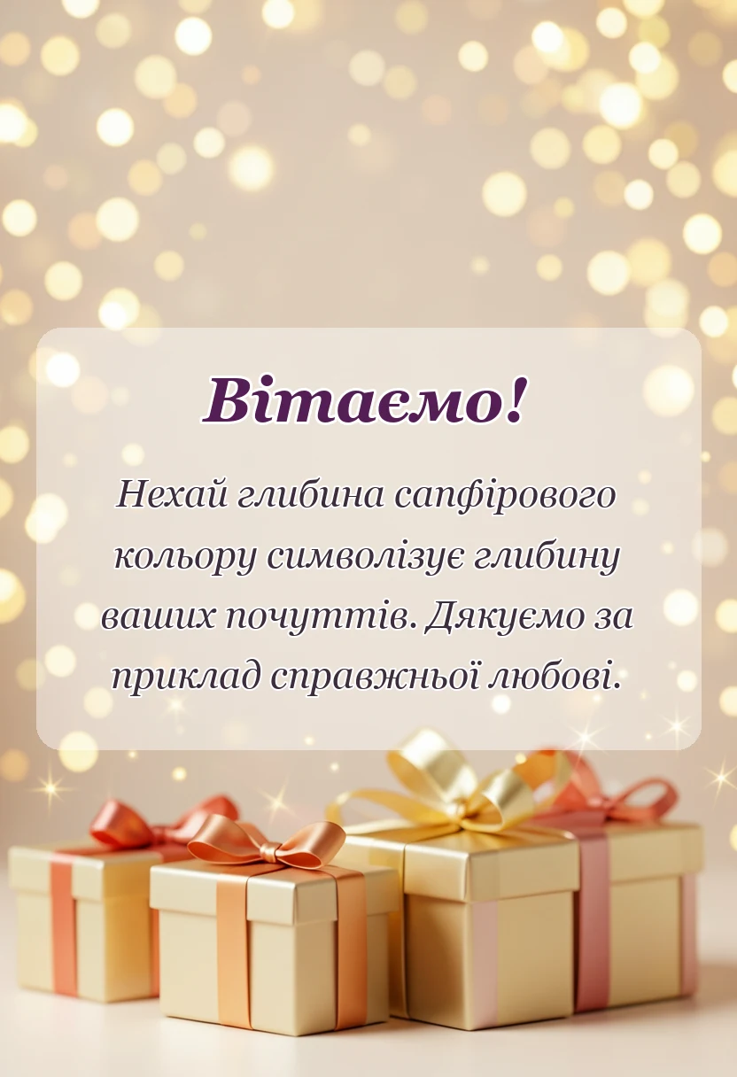 унікальна листівка - привітання з сапфіровим весіллям