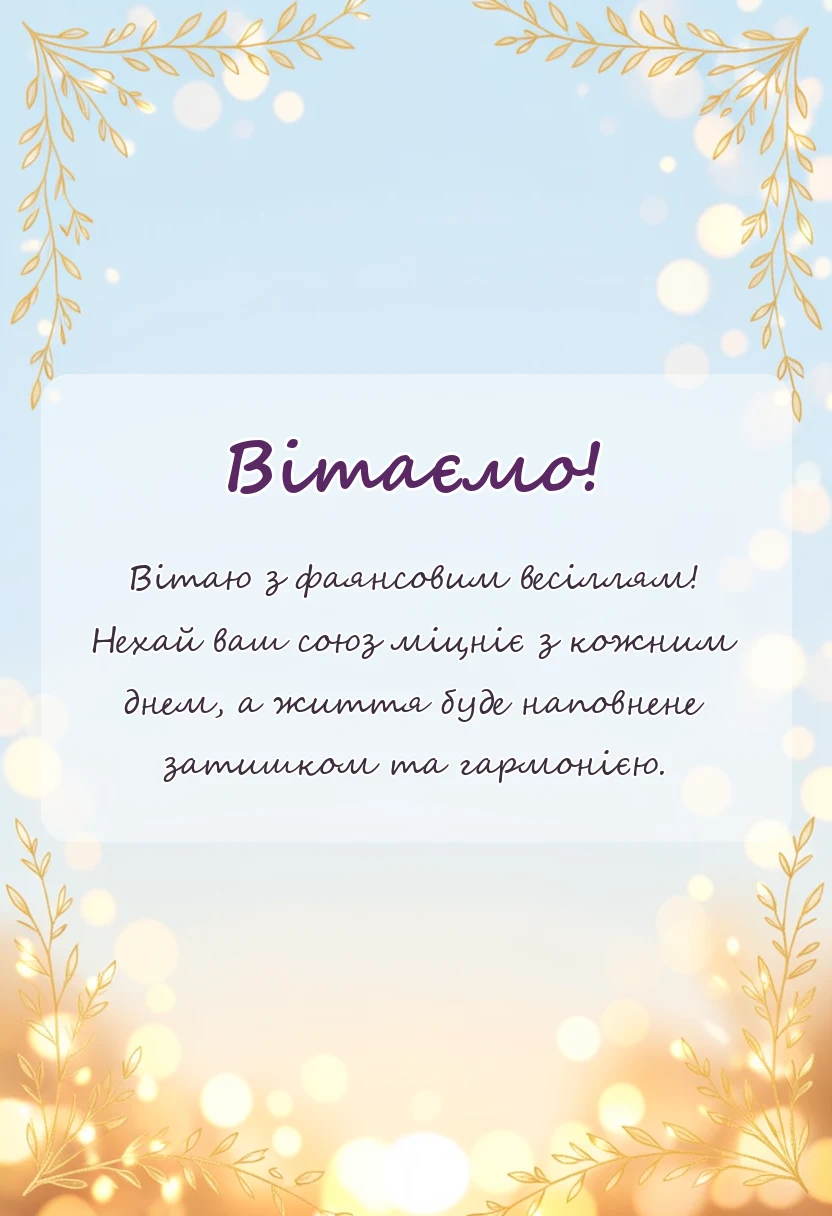 листівка з побажанням - привітання з фаянсовим весіллям картинки