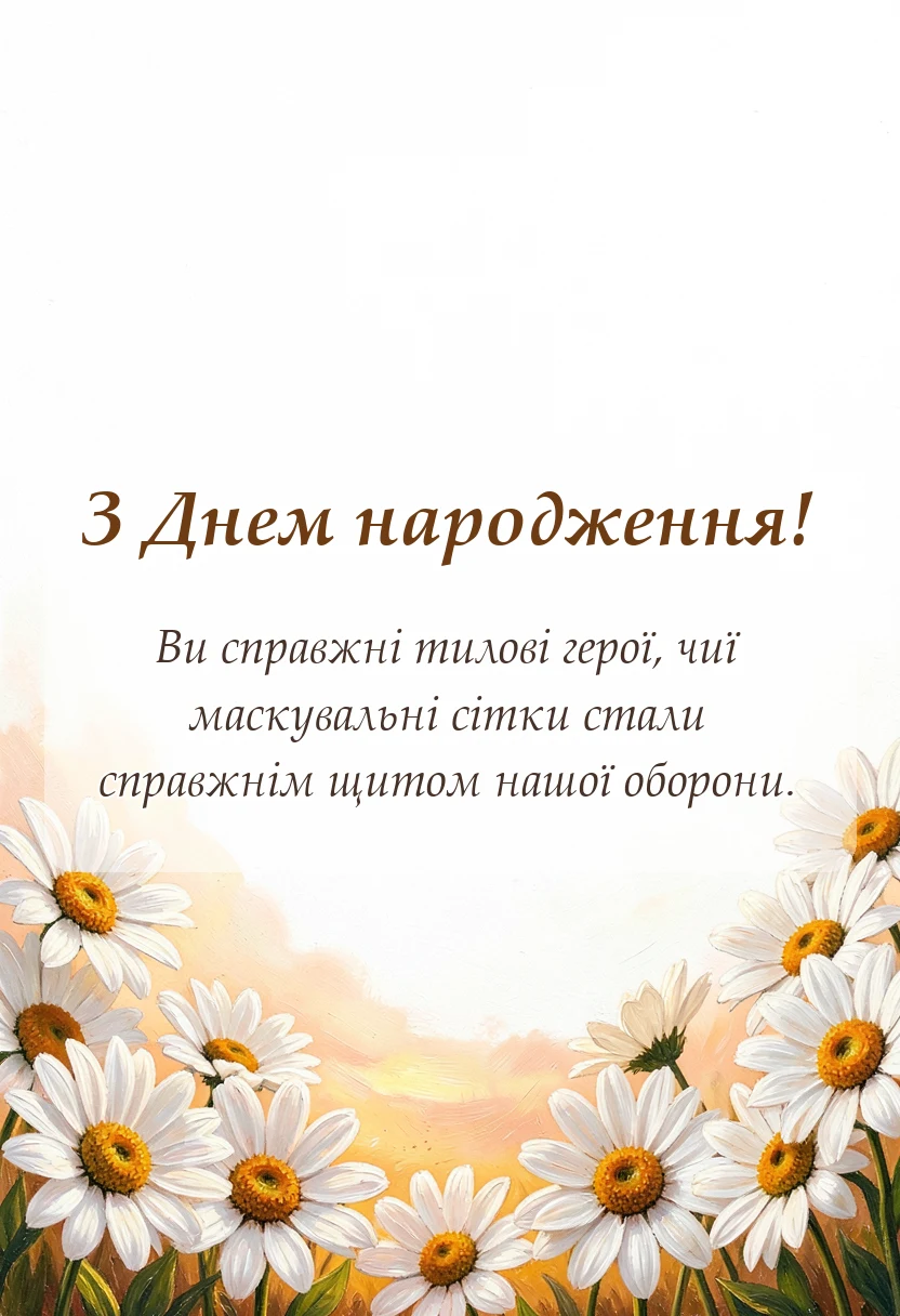 унікальна листівка - подяка за маскувальні сітки