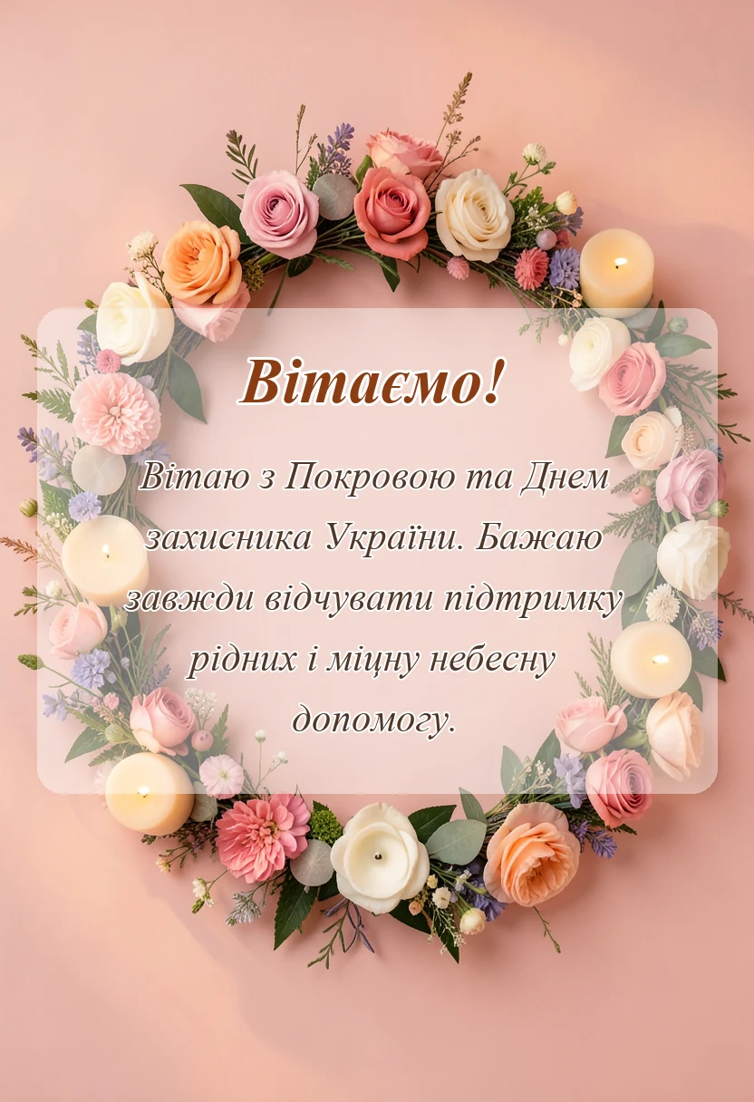 унікальна листівка - вітання з покровою і днем захисника