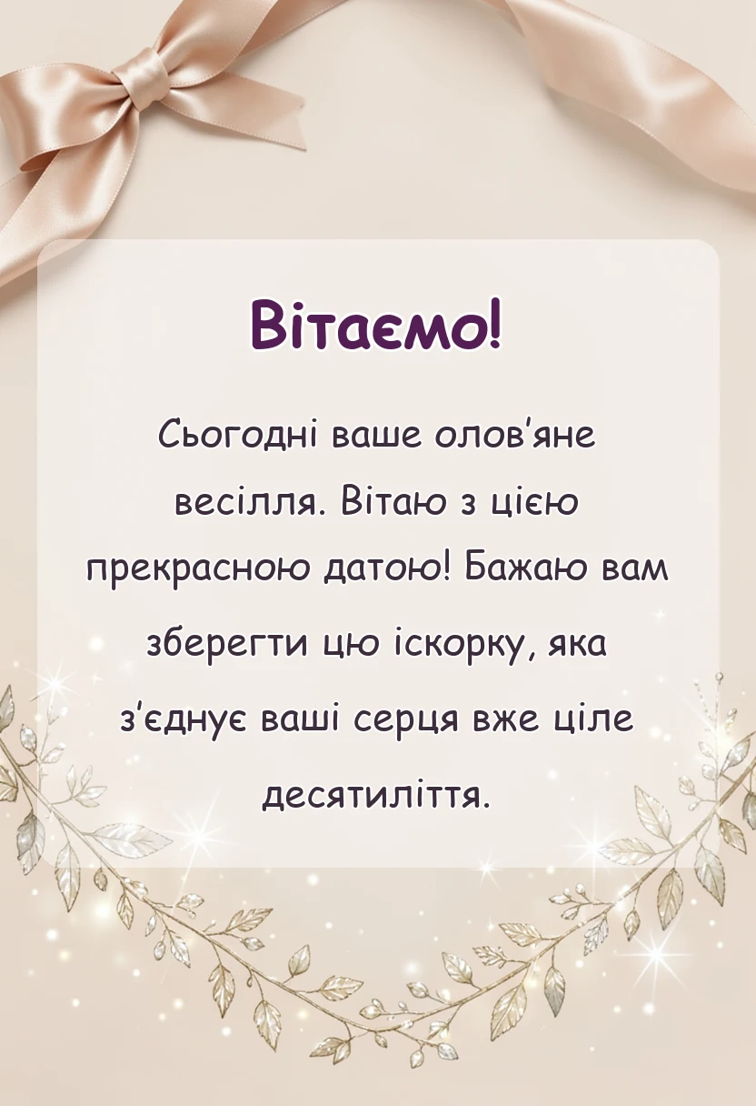 вітальна листівка - картинки з олов'яним весіллям