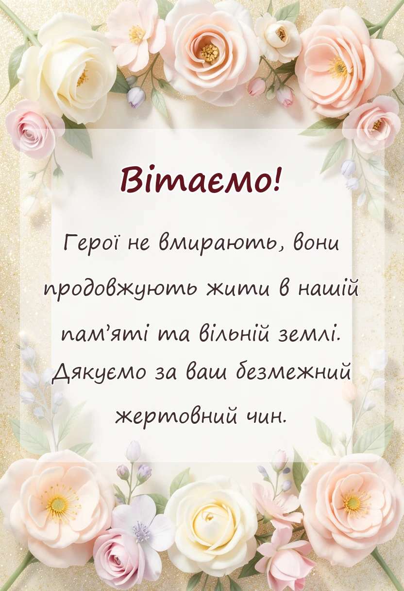 вітальна листівка - слова подяки загиблим воїнам в прозі