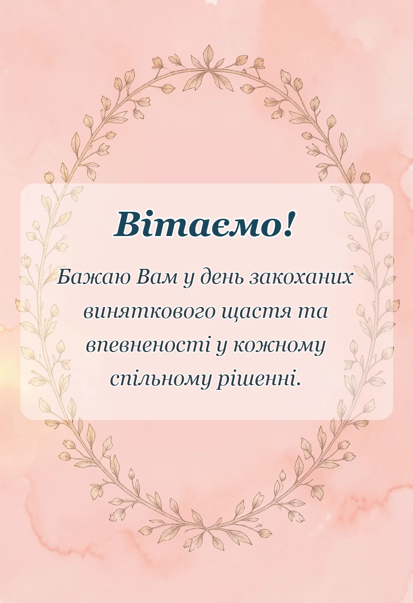 вітальна листівка - привітання з днем закоханих