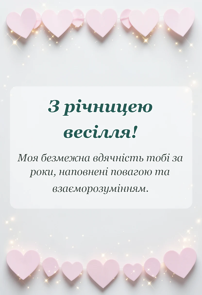 унікальна листівка - привітання з річницею весілля дружині