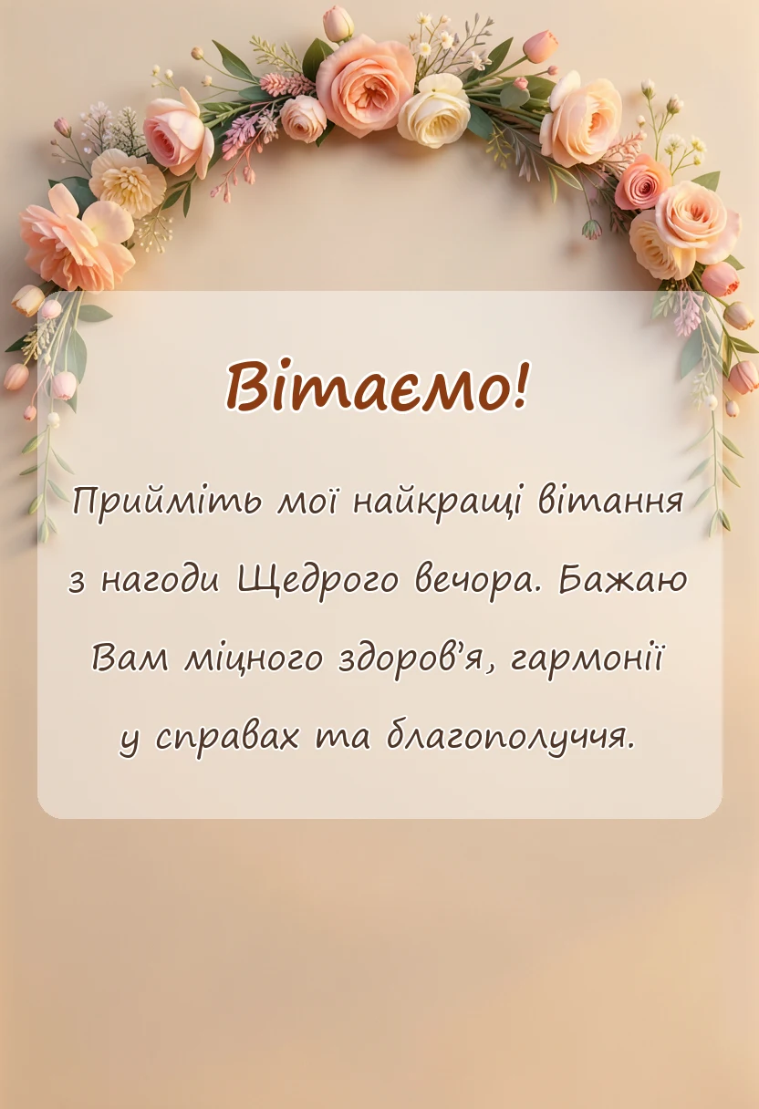красива листівка: привітання з щедрим вечором