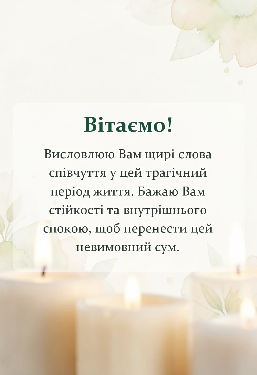 вітальна листівка - слова підтримки при втраті