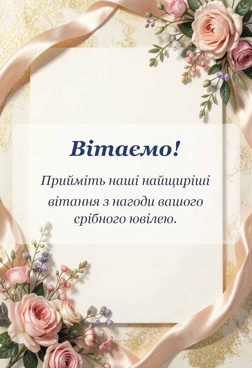 унікальна листівка - коротке привітання з срібним весіллям