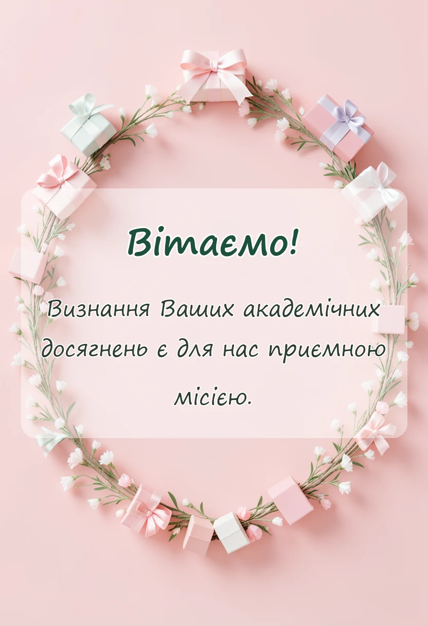 листівка з побажанням - подяка за сумлінне навчання