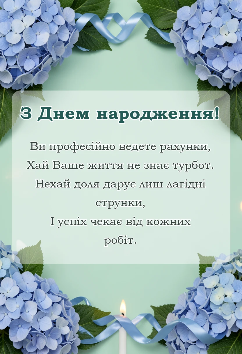 вітальна листівка - привітання з днем народження бухгалтера у віршах