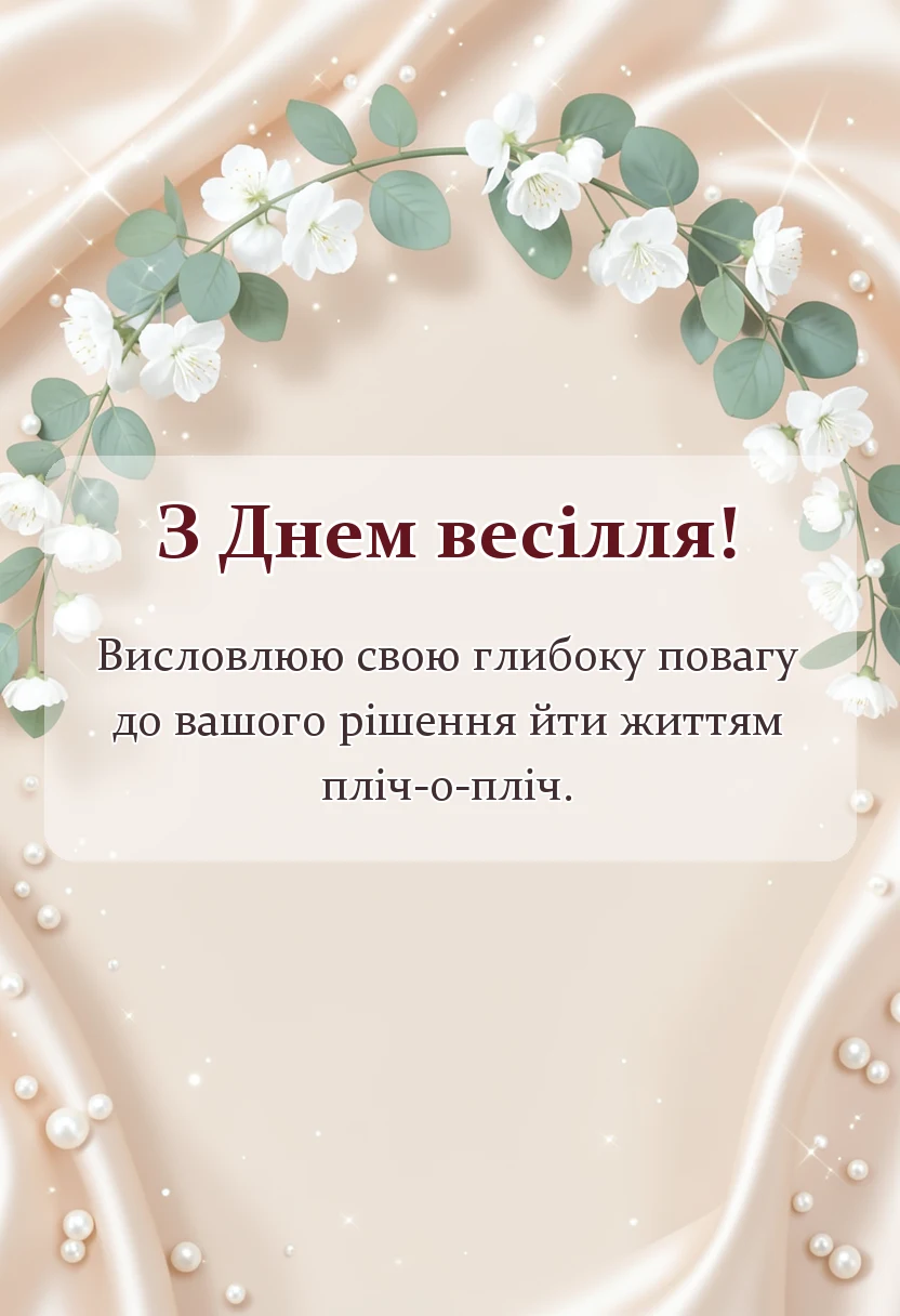 унікальна листівка - коротке привітання на весілля