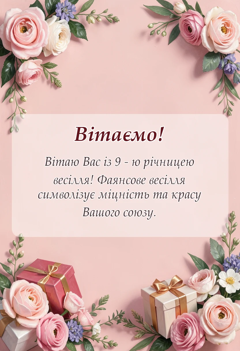 вітальна листівка - привітання з фаянсовим весіллям картинки