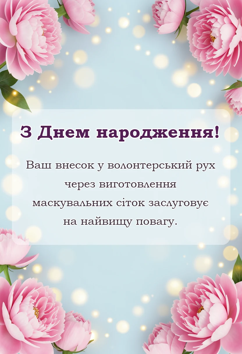 святкова картинка: подяка за маскувальні сітки