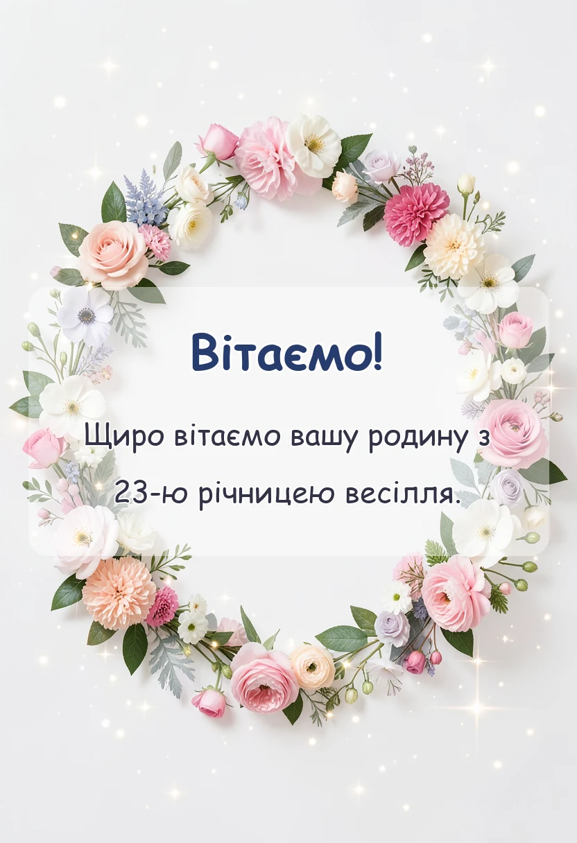 красива листівка: привітання з днем весілля 23 роки