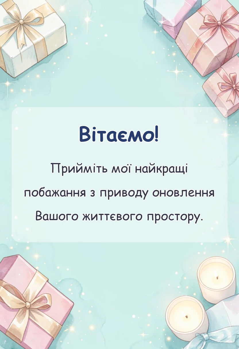унікальна листівка - поздоровлення з новосіллям