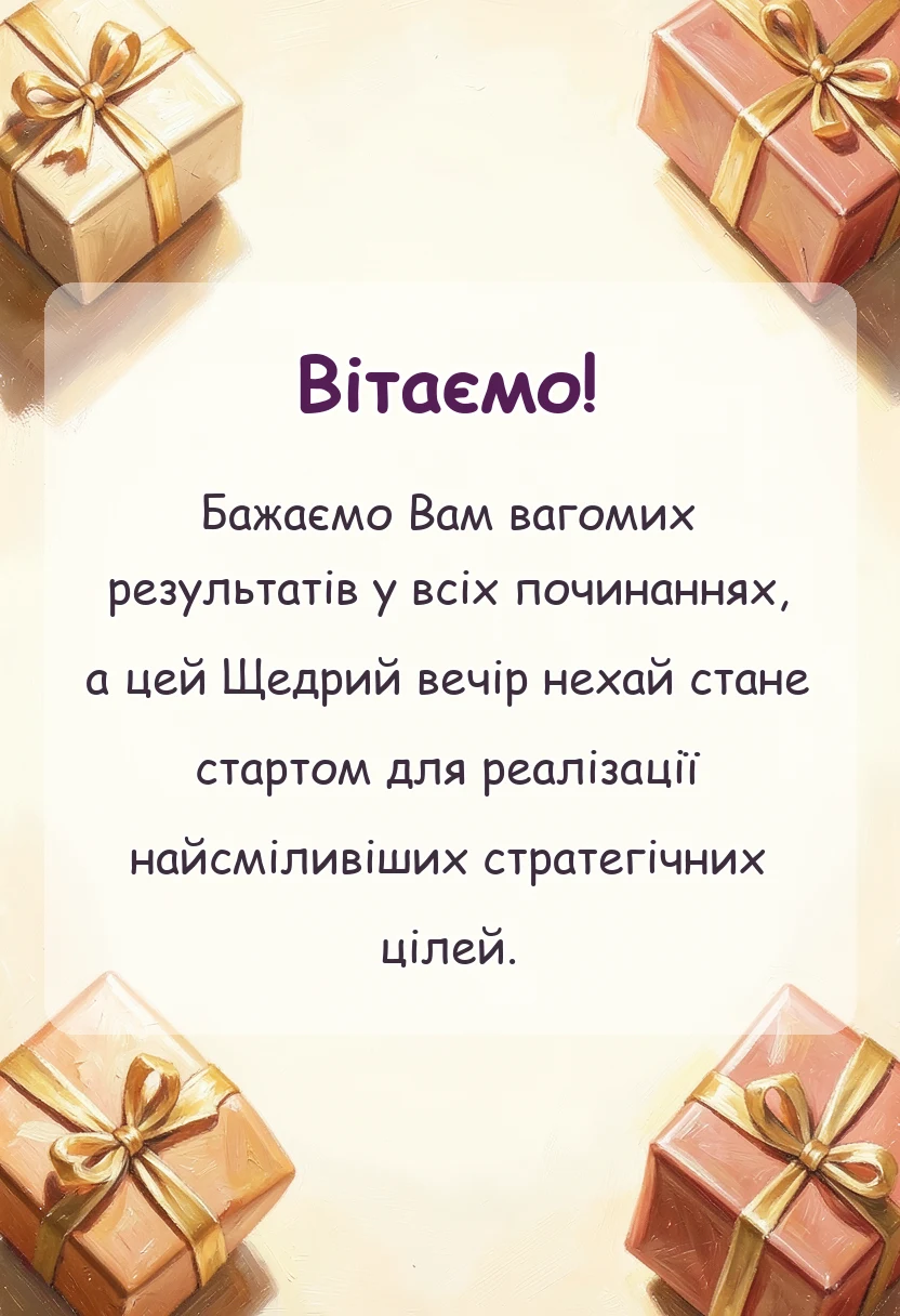 листівка з побажанням - привітання з щедрим вечором та старим новим роком