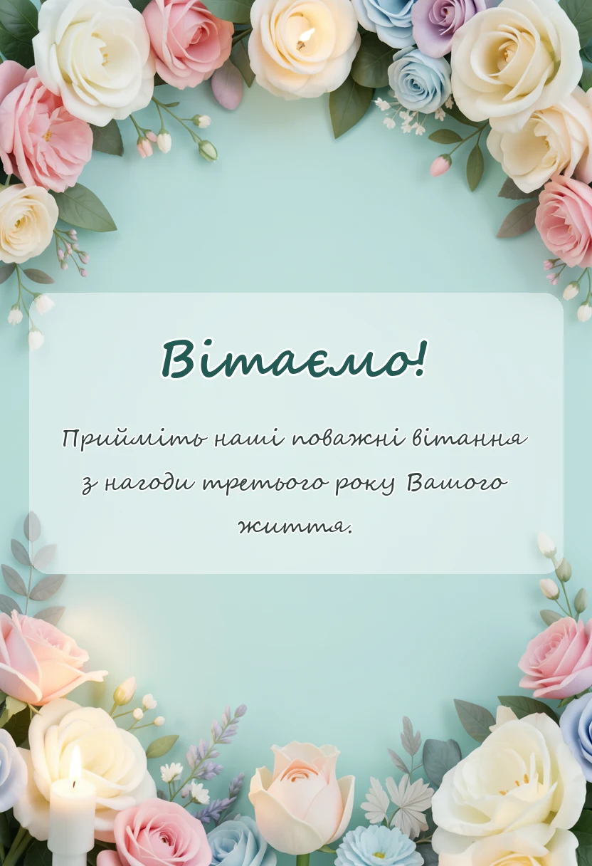 листівка з побажанням - привітання з днем народження 3 роки хлопчику