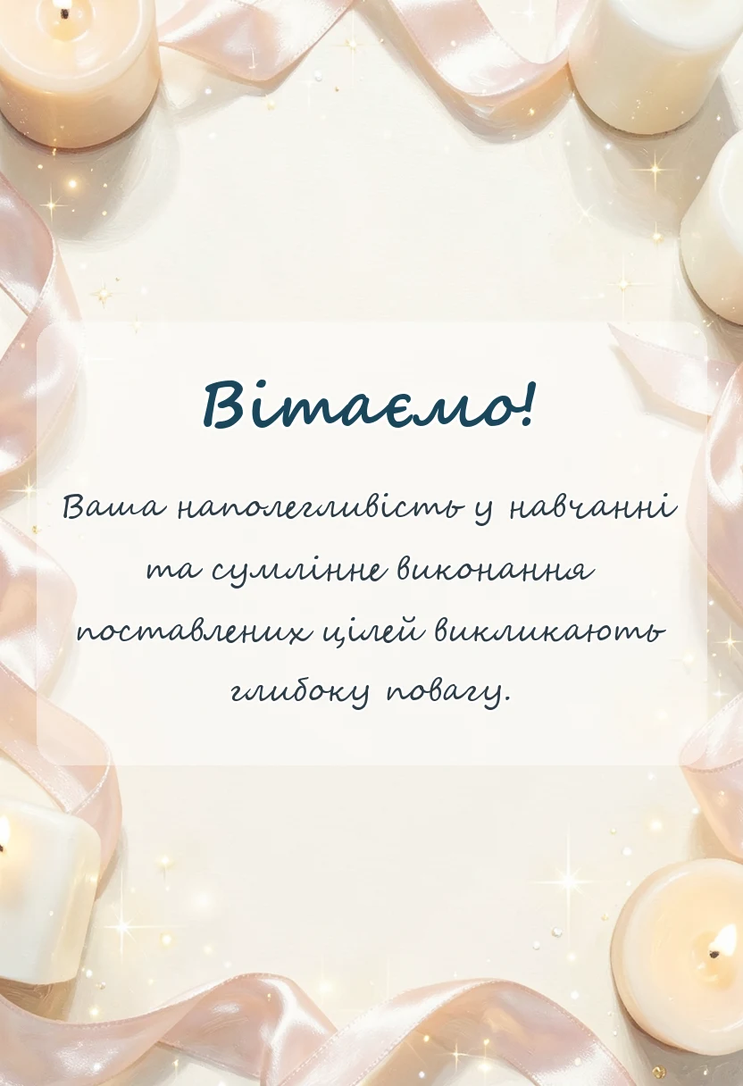 вітальна листівка - подяка за сумлінне навчання