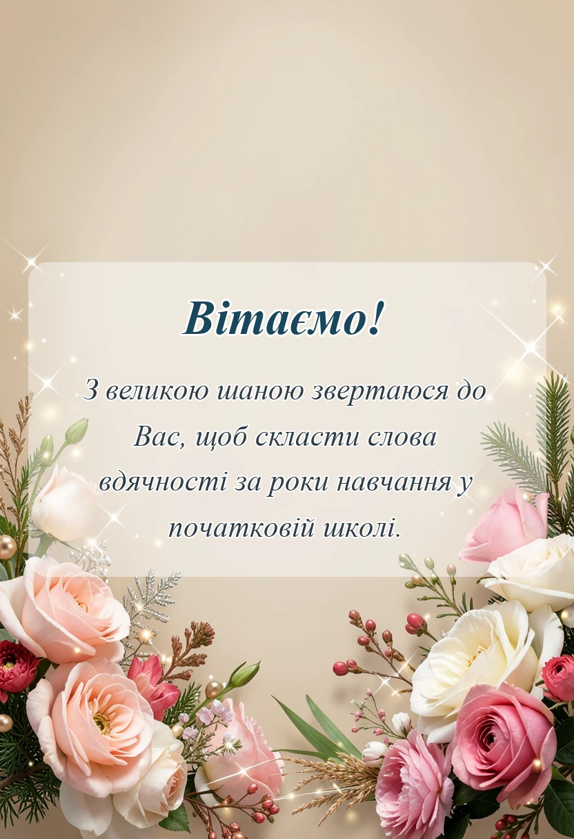 святкова картинка: подяка першій вчительці від учня