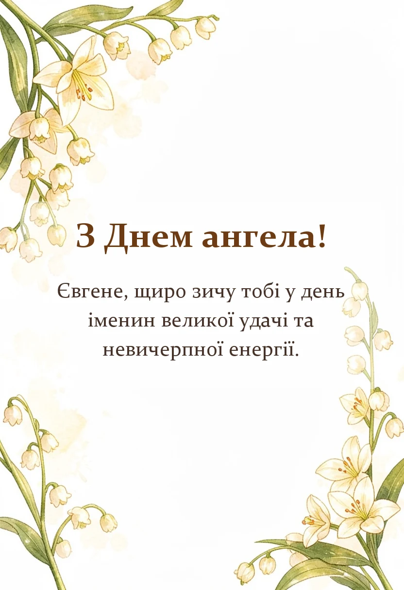 вітальна листівка - привітання з днем ангела миколі та євгену своїми словами