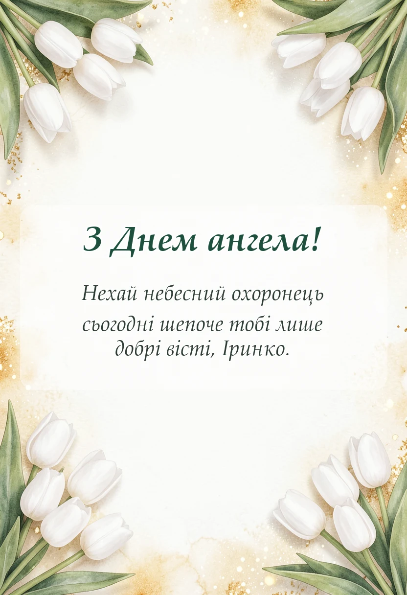 унікальна листівка - день ангела ірини привітання