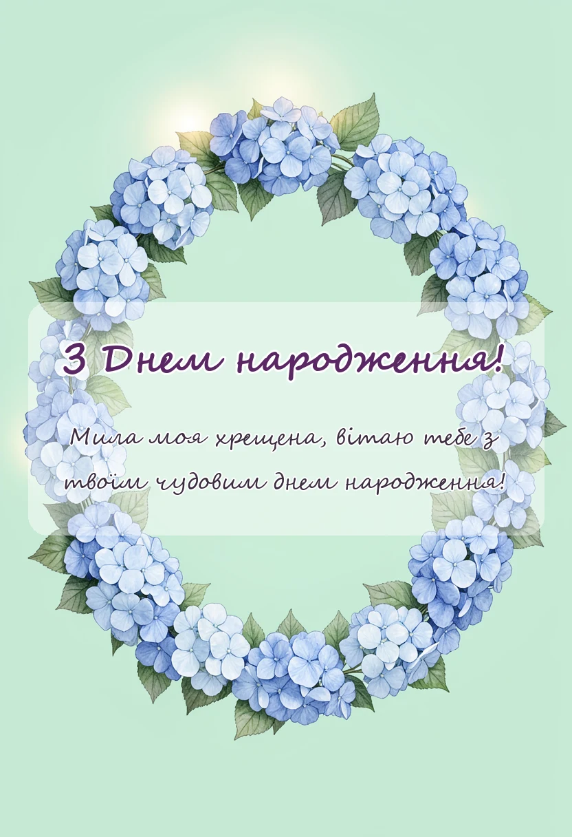 листівка з побажанням - привітання з днем народження хрещеній мамі