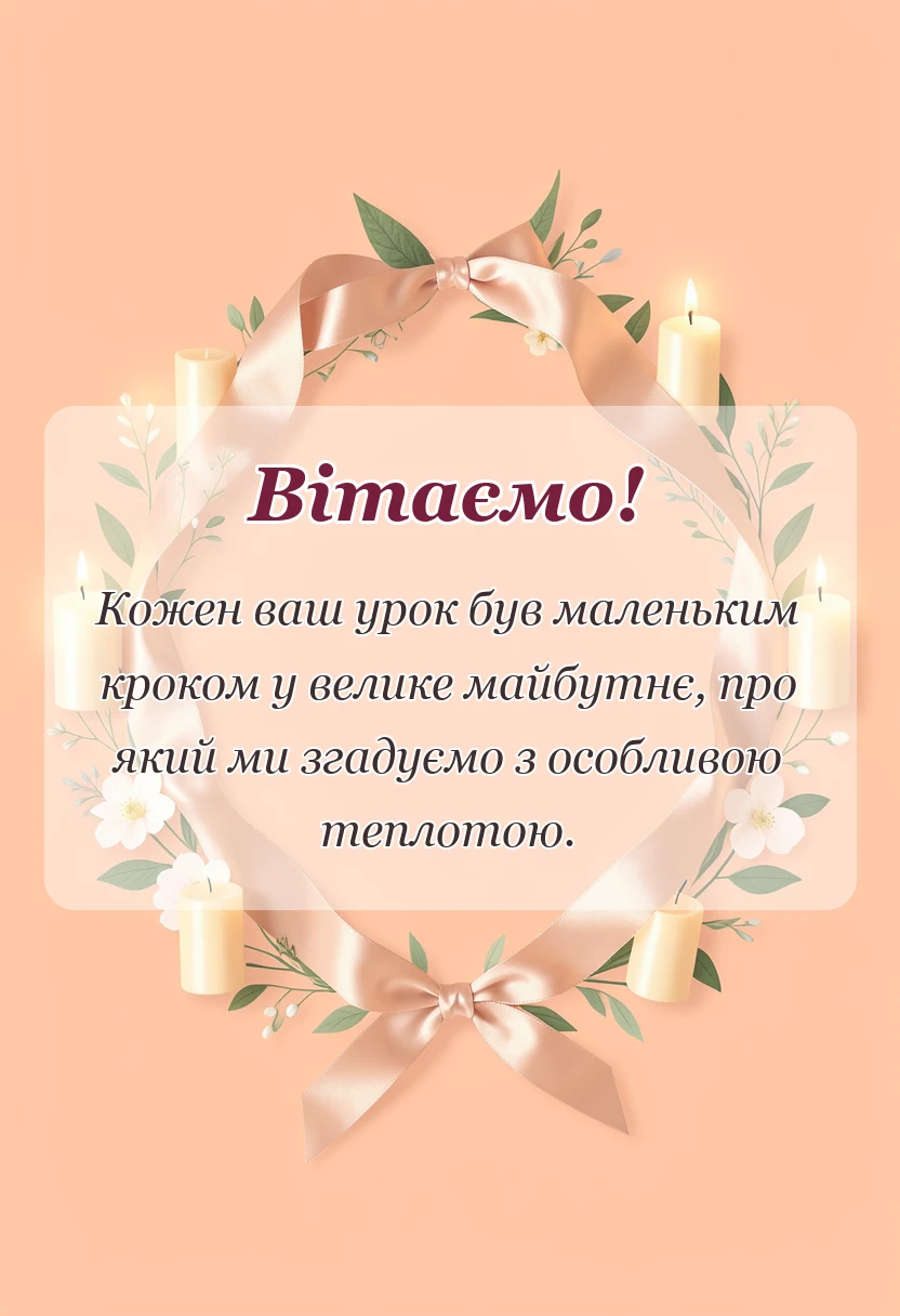 листівка з побажанням - гарні слова про першу вчительку
