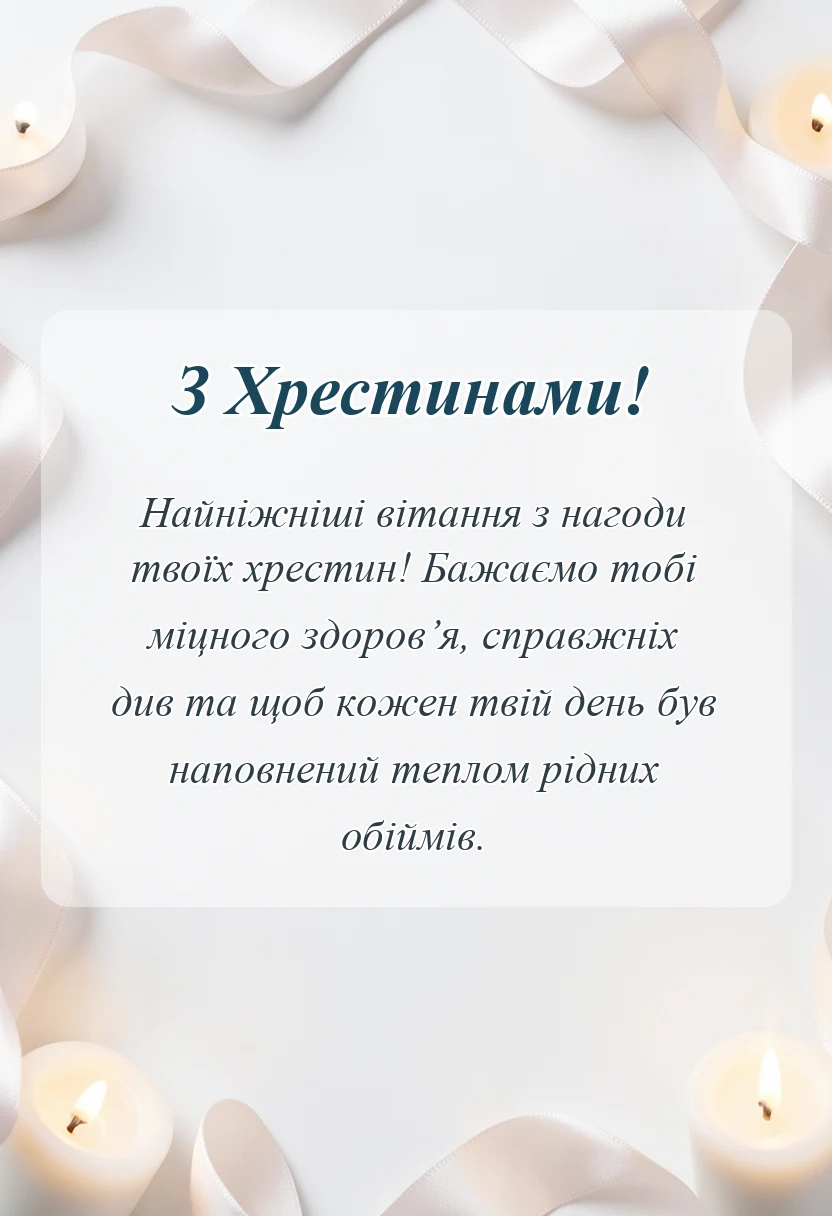унікальна листівка - короткі привітання з хрестинами дівчинки
