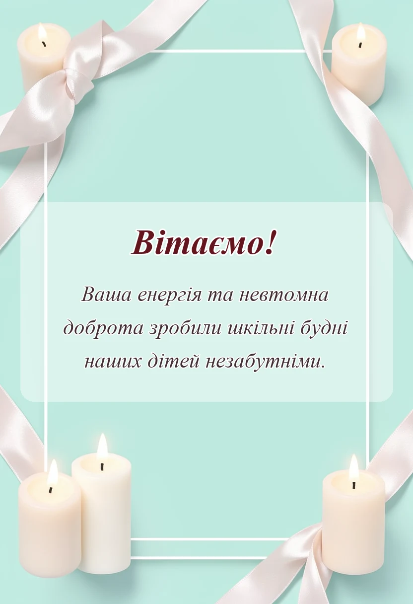 святкова картинка: подяка першій вчительці від батьків
