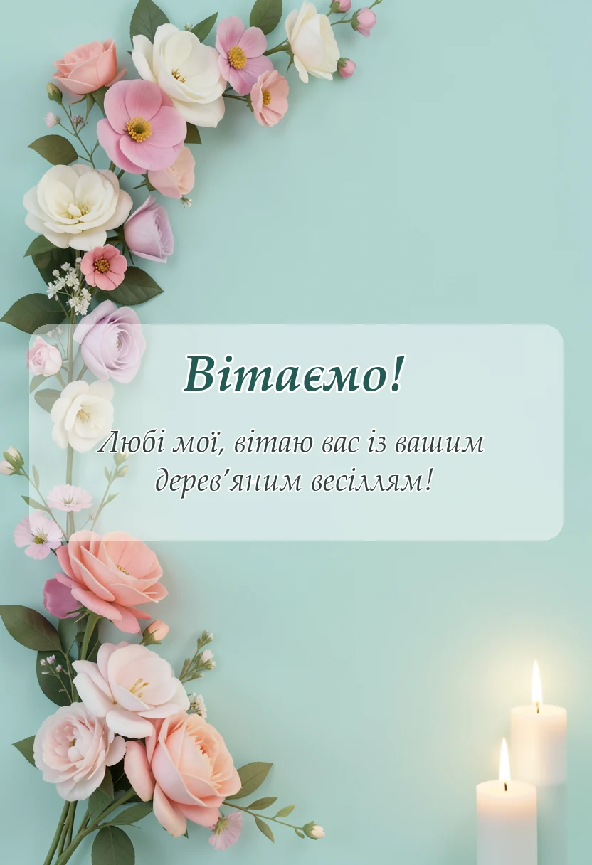 унікальна листівка - привітання з п’ятою річницею весілля