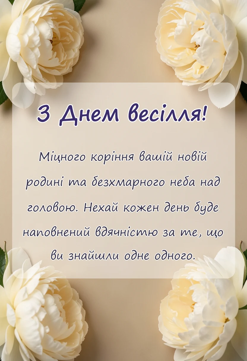 вітальна листівка - коротке привітання на весілля