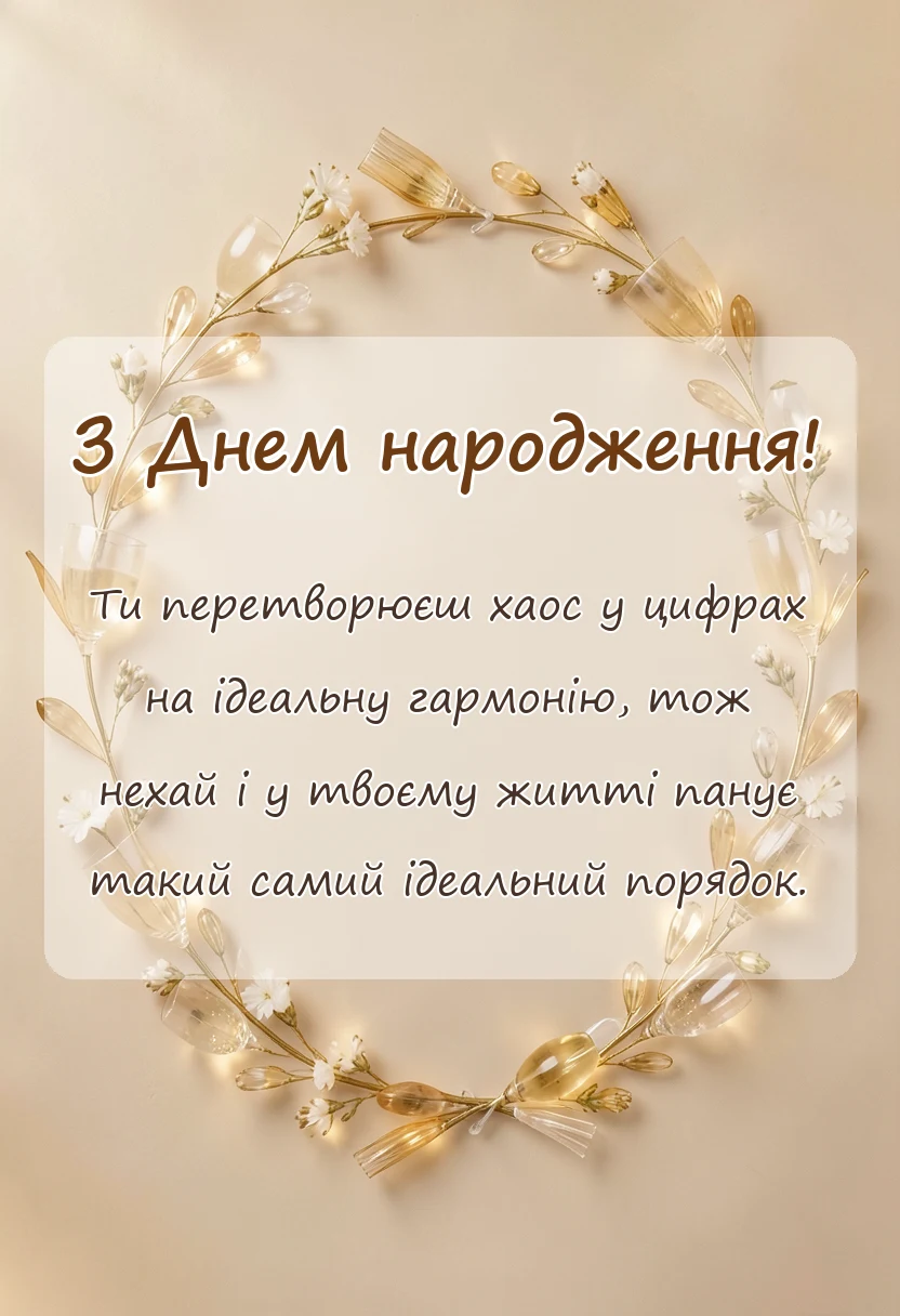 вітальна листівка - прикольні привітання з днем народження бухгалтеру