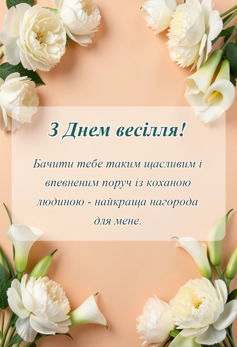 вітальна листівка - привітання з одруженням сина
