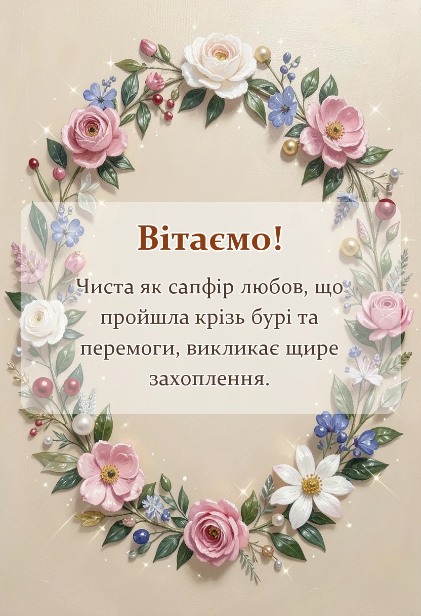 красива листівка: привітання з сапфіровим весіллям