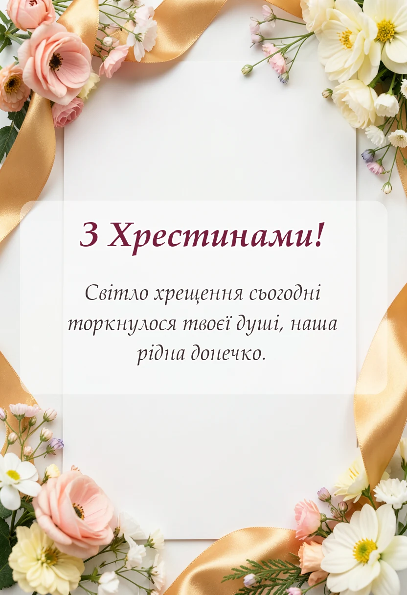 унікальна листівка - картинка з хрещенням донечки