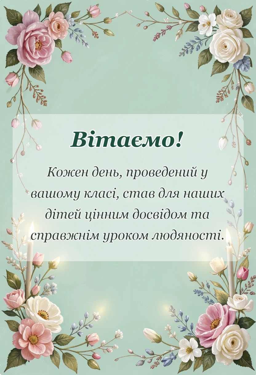 унікальна листівка - подяка першій вчительці від батьків