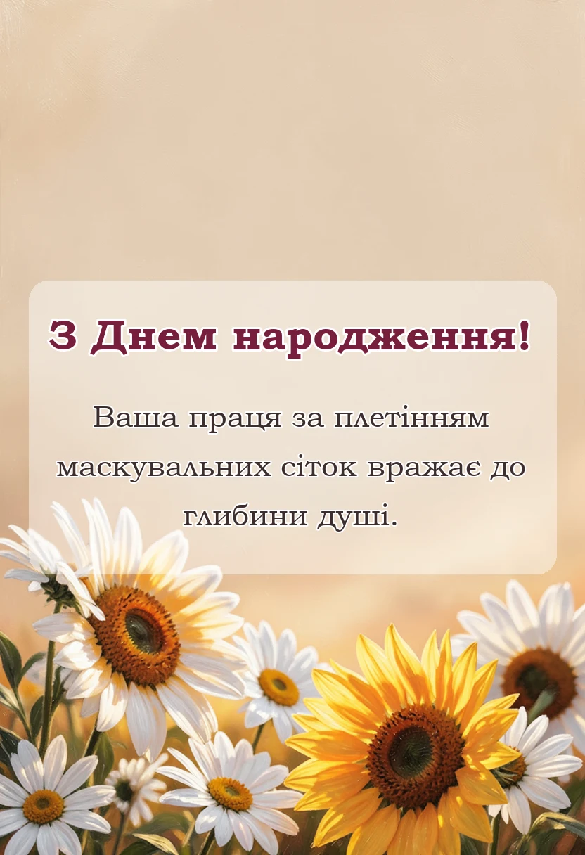 унікальна листівка - подяка за маскувальні сітки