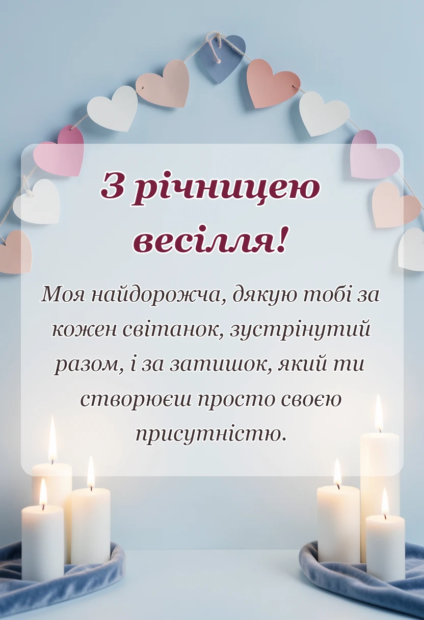 вітальна листівка - привітання з річницею весілля дружині