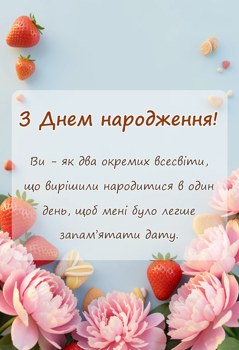 красива листівка: вітання з днем народження двійнят хлопчика і дівчинки