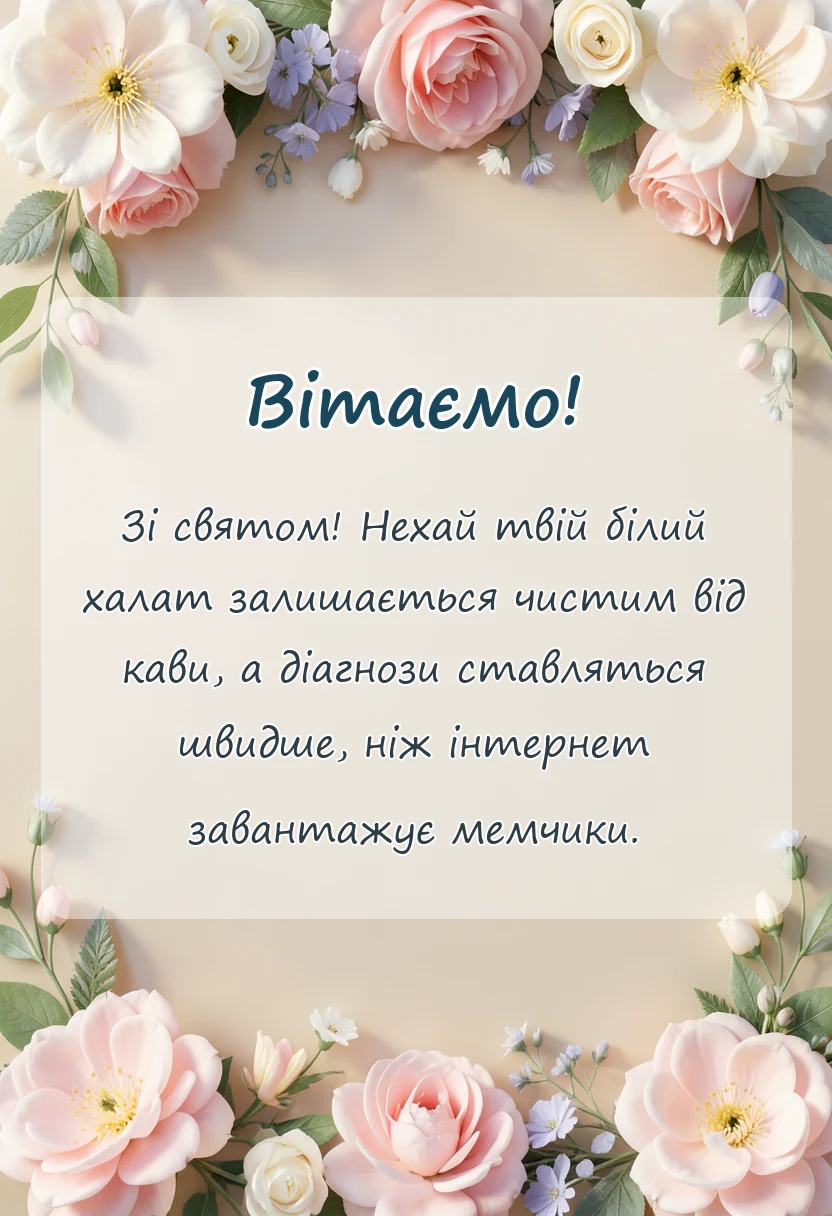 листівка з побажанням - привітання з днем лікаря
